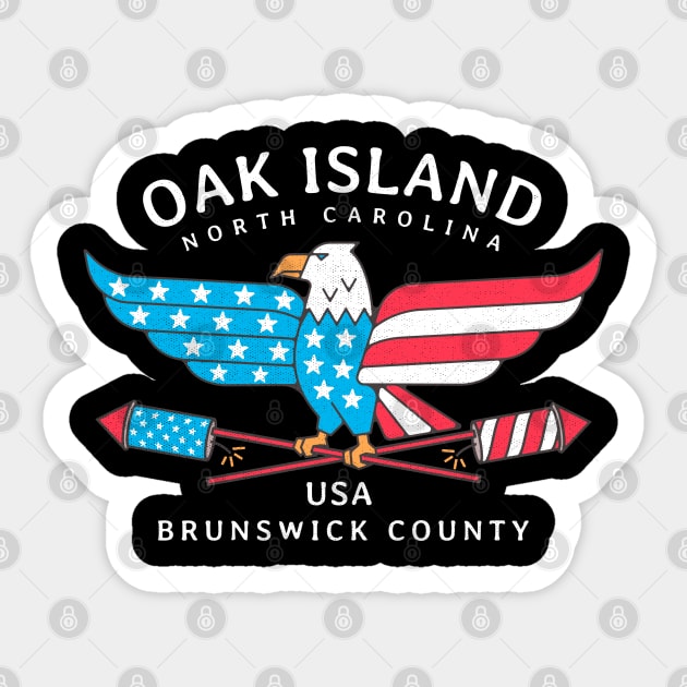 Oak Island, NC Summer Patriotic Pride Fourth of July Sticker by Contentarama